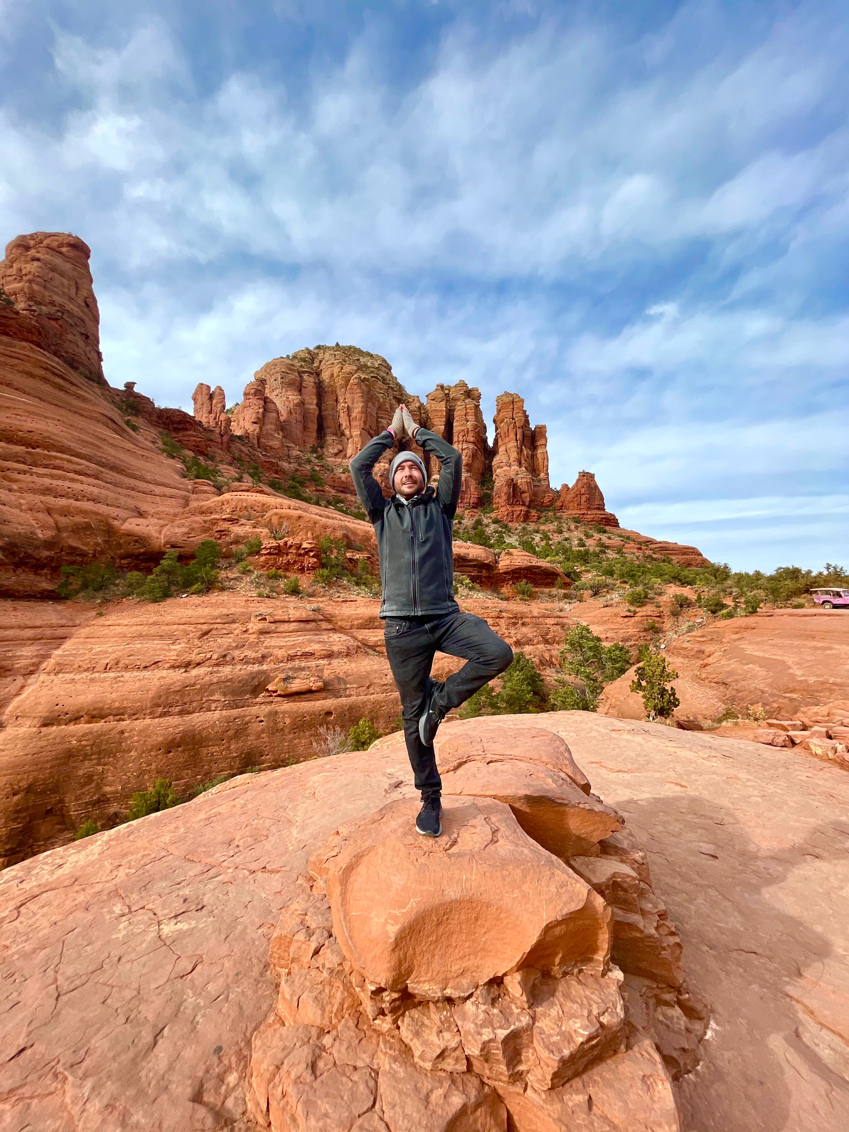 Machiel Bornman in tree pose at Sedona